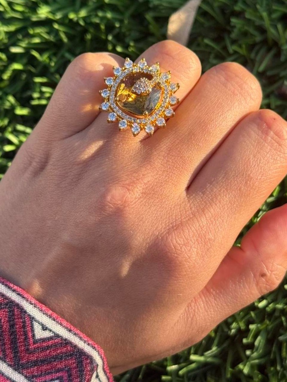 New | Indian Gold/Honey Amber Snake Adjustable AD Ring